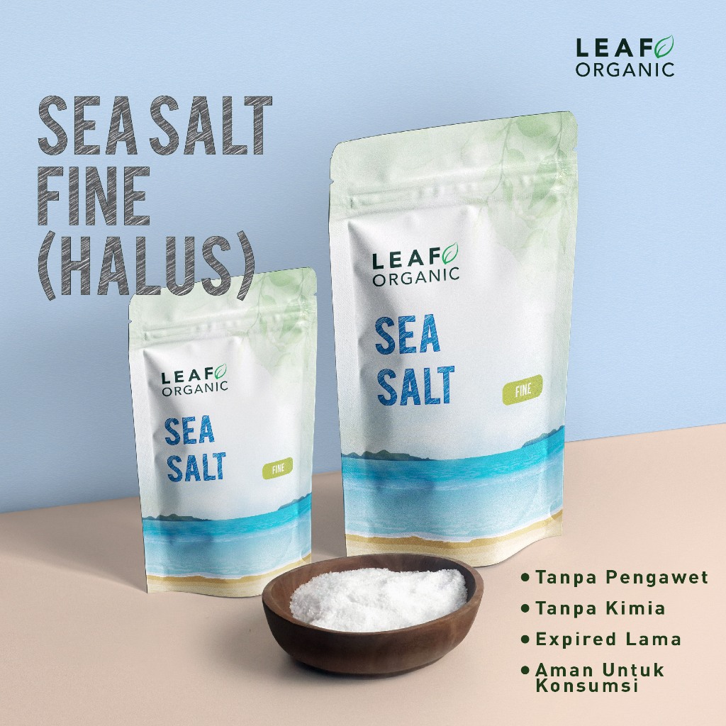

Leaf Organic Sea Salt Fine / Halus , Garam Laut Mineral Premium Kering Murni Natural Organik