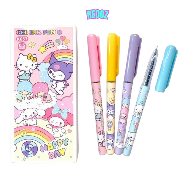 

Sanrio 12Pcs Labubu Pulpen Fancy Karakter kuromi my melody Lucu / Pen Gel Motif