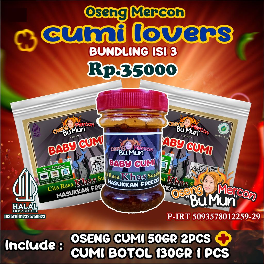 

PAKET CUMI LOVERS OSENG MERCON CUMI 50GR 2 PCS DAN CUMI BOTOL 130GR 1 PCS