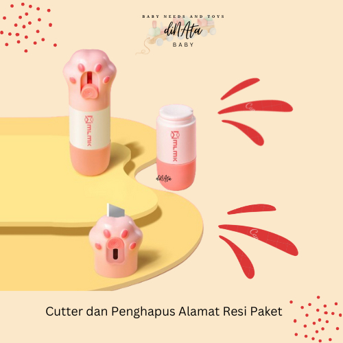 

[ DINATA Baby ] - Cutter dan Penghapus Alamat Resi Paket / Cute Information Remover Receipt / Cutter Mini Lucu 2 in 1 Package Opener