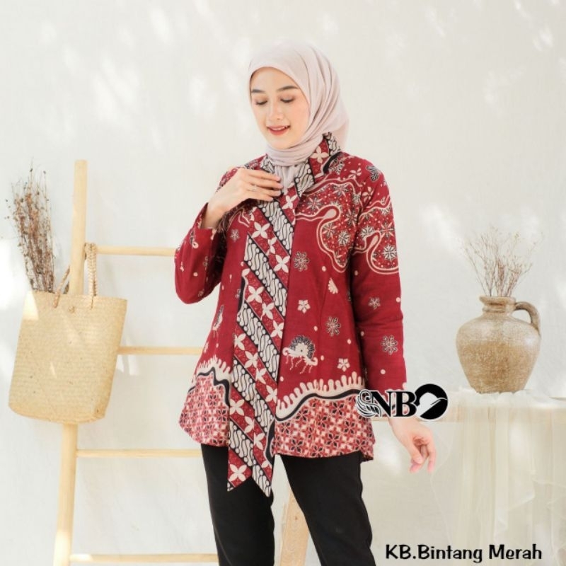 KIWARI BATIK Blouse batik wanita kantor blouse batik wanita modern blouse batik wanita modis 10 moti