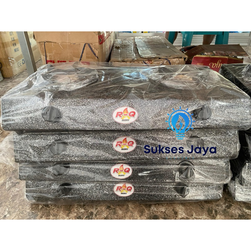 KOMPOR MURAH BEKAS 2 Tungku REKONDISI merk RQ HITAM Kompor 2 Tungku Motif TulTul / Loreng