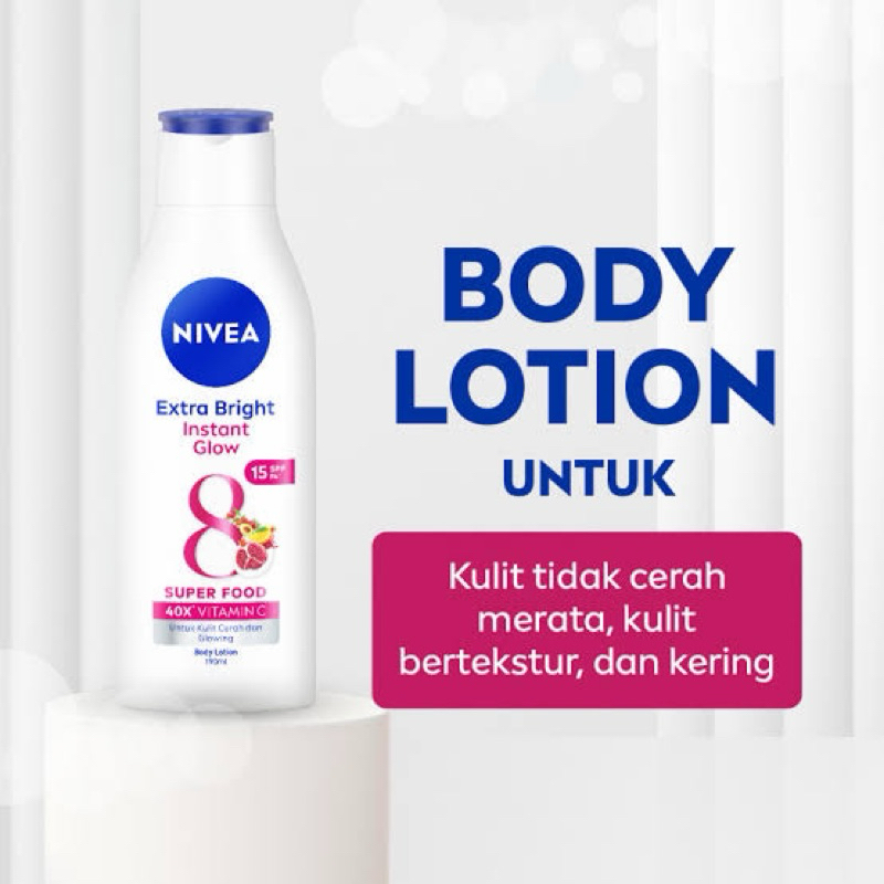 [DV BARRA, KOTA PADANG] Nivea Extra Bright Instant Glow Body Lotion SPF 15 PA+ 8 Super Food 40x Vita