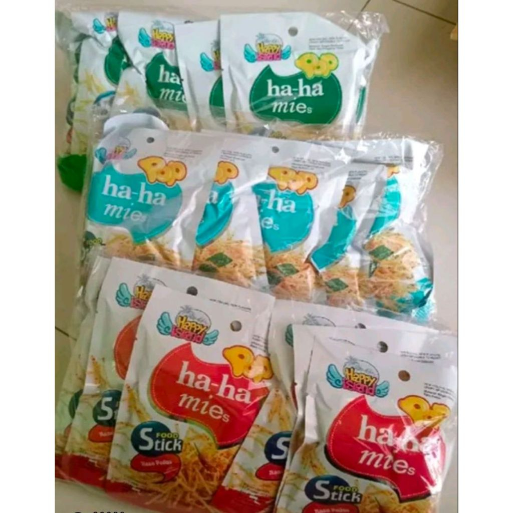 

Pop Ha Ha Snack Mie Stick 1 Pak isi 10 Pcs 20gr HaHa mi Cemilan enak Happy Island