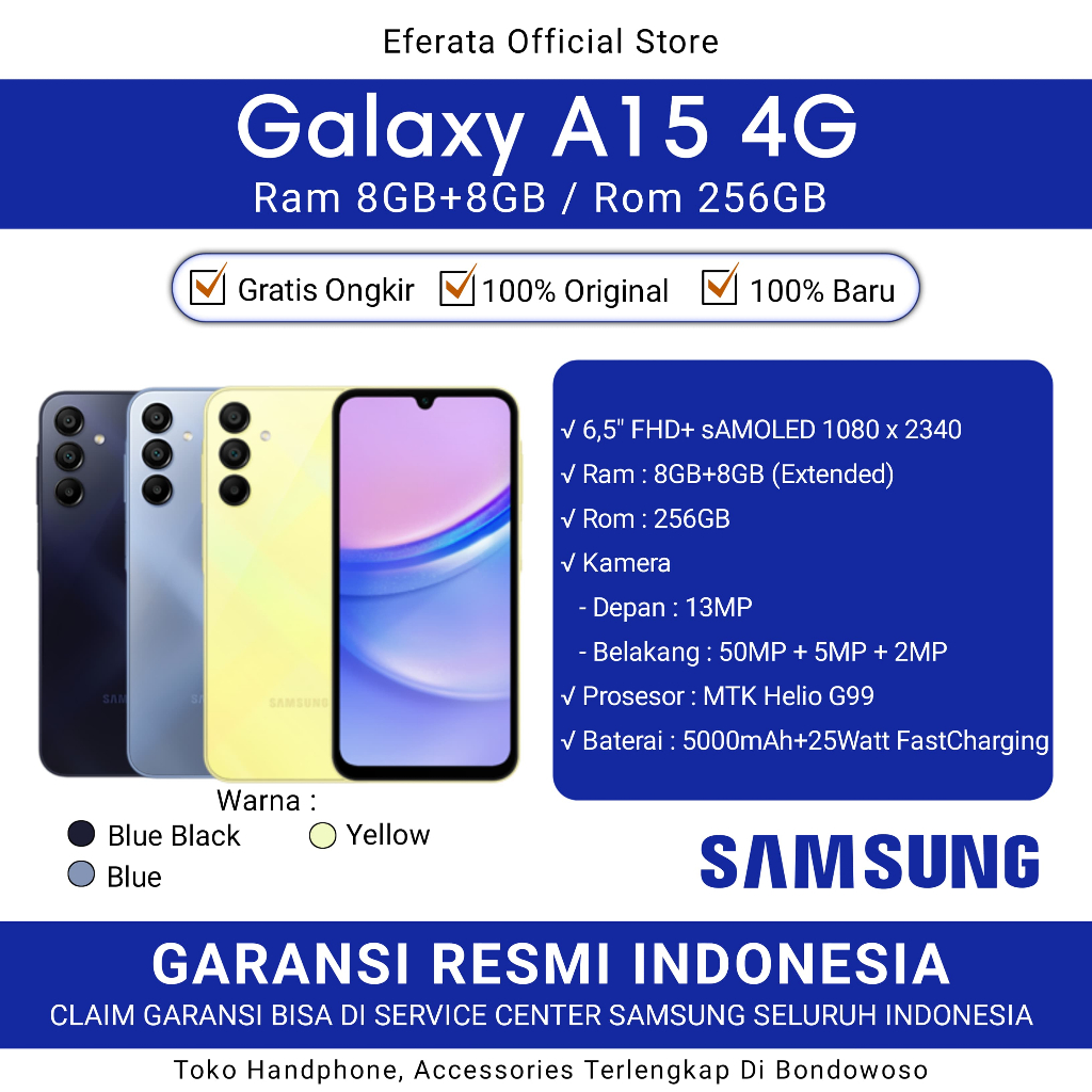 Handphone Galaxy Samsung A15 8/256GB 4G