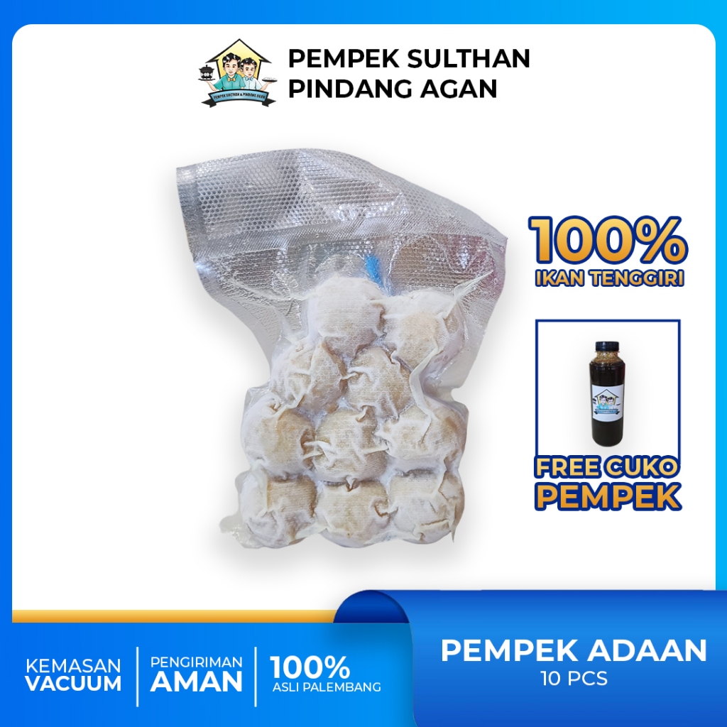 

PEMPEK SULTHAN - Pempek Adaan Frozen 10 pcs | Paket Pempek Palembang Asli 100% Ikan Tenggiri