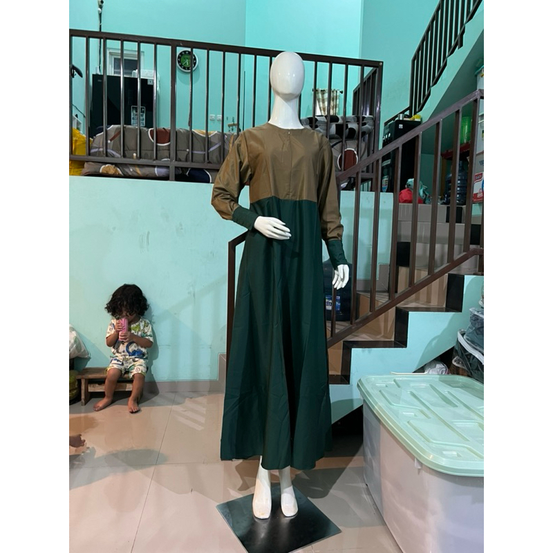 DRESS GAMIS WANITA MUSLIMAH TOYOBO PREMIUM KOMBINASI WARNA