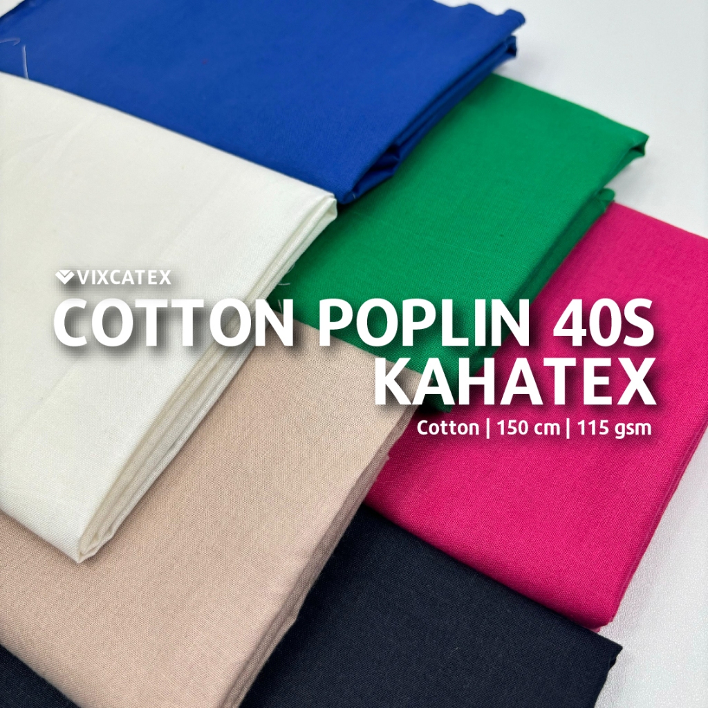[PER 0,5M] Kain Katun Cotton Poplin Kahatex Premium Lebar 150 cm Polos Polosan ECER 1/2 METER METERA