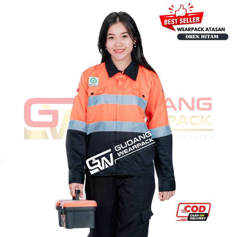 Wearpack Atasan Model Airflow Warna Oren Dongker (baju kerja) - gudang wearpack