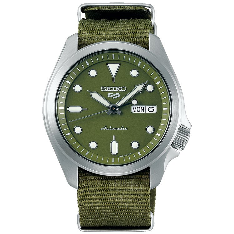 Seiko 5 Sports SRPE65K1 Green Dial Green Nylon Strap Original - Jam Tangan Seiko Original