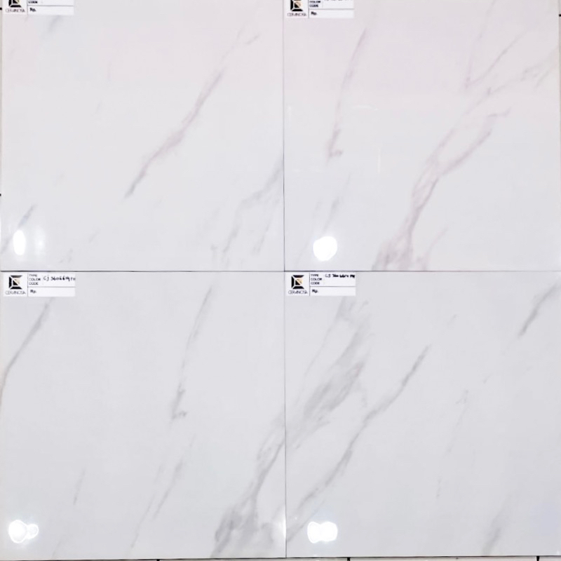 Keramik Lantai 60x60 Granit Ceranosa Putih, Hitam, Motif | Kamar / Tangga | Permukaan Licin