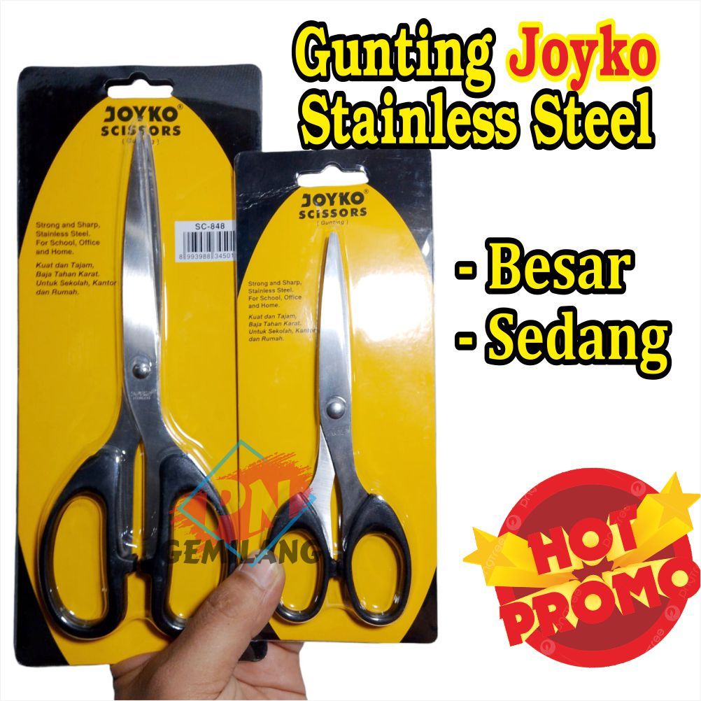 

Gunting stainless steel gunting Joyko Kecil SC 828 / Gunting Sedang SC 838 / Gunting Besar SC848
