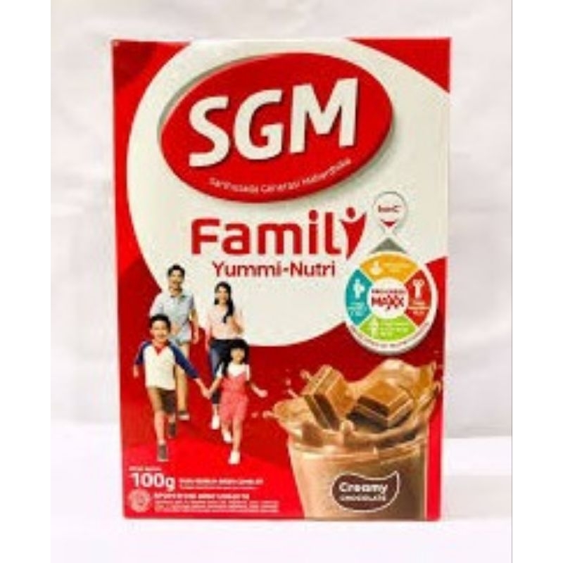 

susu sgm family kemasan 100 gr rasa cokelat