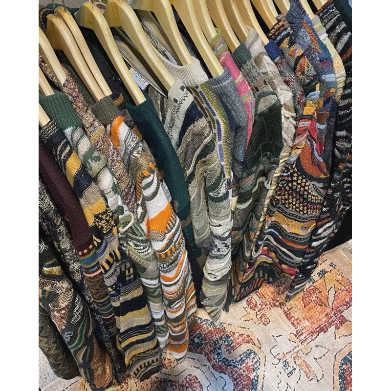 Vintage Knitwear | Artsy Outerwear | Cardigan Pattern | Basic Knitwear | Coogi Style | 3D Pattern Kn