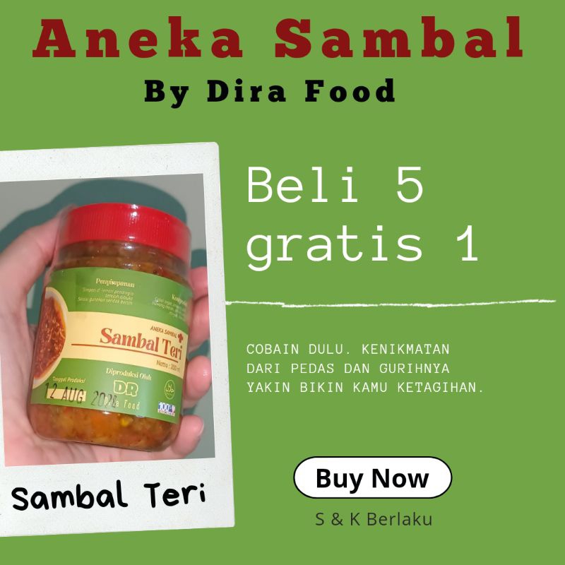 

(Buy 5 Get 1 Free) Sambal Teri Pedas & Gurih Enak, Aneka Sambal Fresh by Dira Food