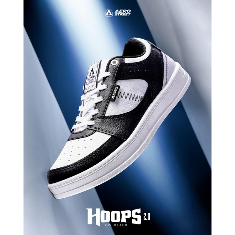 Sepatu Aerostreet Low Black 2.0 Sneakers Hitam Putih Pria dan Wanita