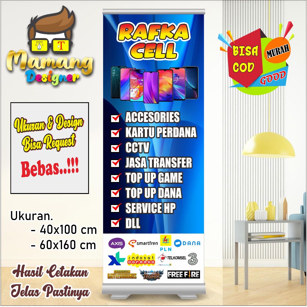Custom Banner Spanduk MMT Toko HP dan Aksesoris HP keren Murah bb