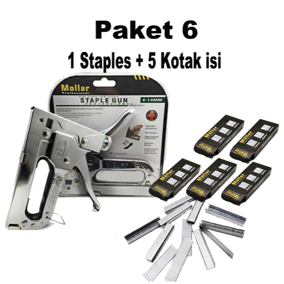 

Staple Tembak Tacker Staples Gun Stepler Hekter mollar 3in1 jok kulit kardus dengan Isi Staples