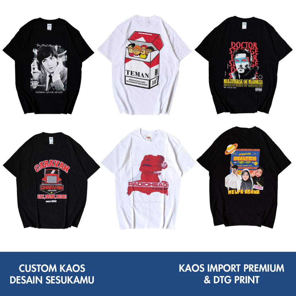 Kiboo Kaos Custom DTG PRINT / Kaos Custom Satuan / Kaos Custom Foto