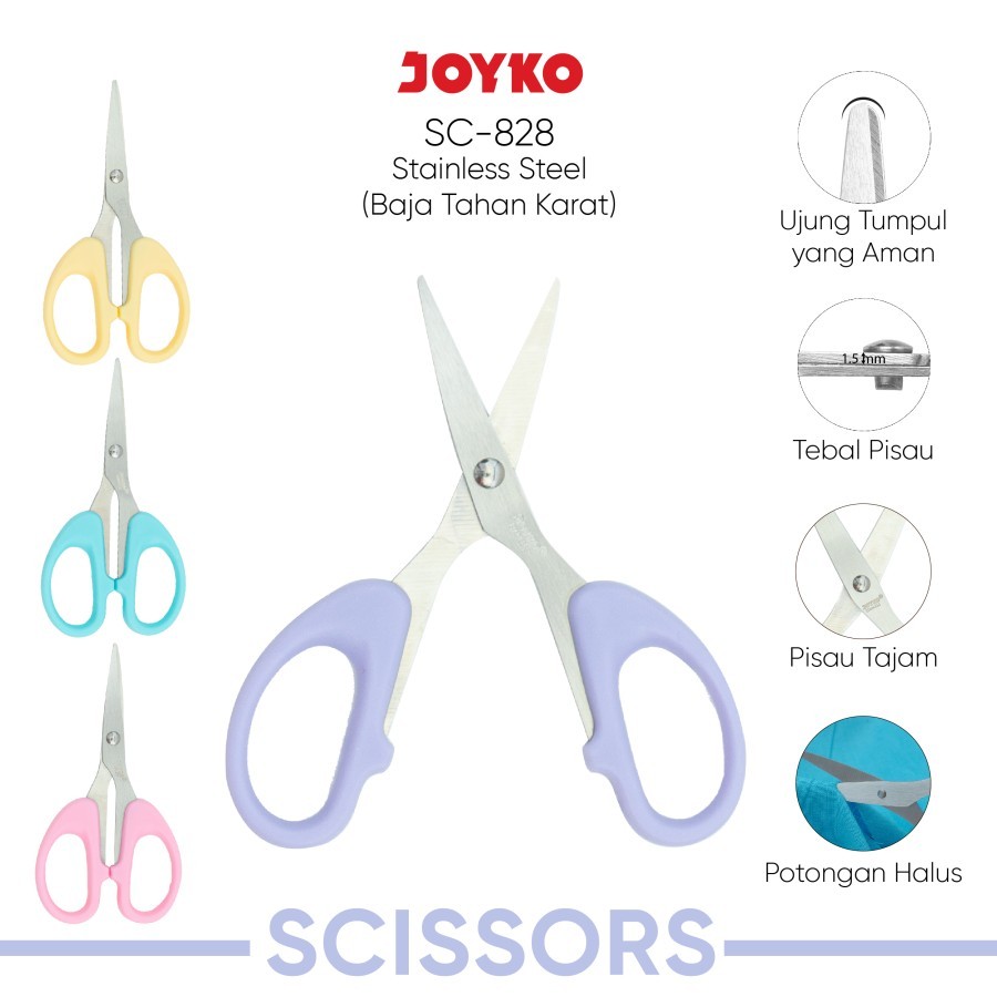 

Joyko SC-828 Scissors / Pemotong / Gunting Serbaguna Kecil Warna Pastel