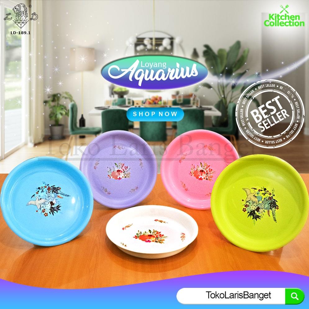 Nampan AQUARIUS BULAT Plastik Tray Warna Baki Besar Kotak Serbaguna Fungsional Warna Warni Besar, Ke