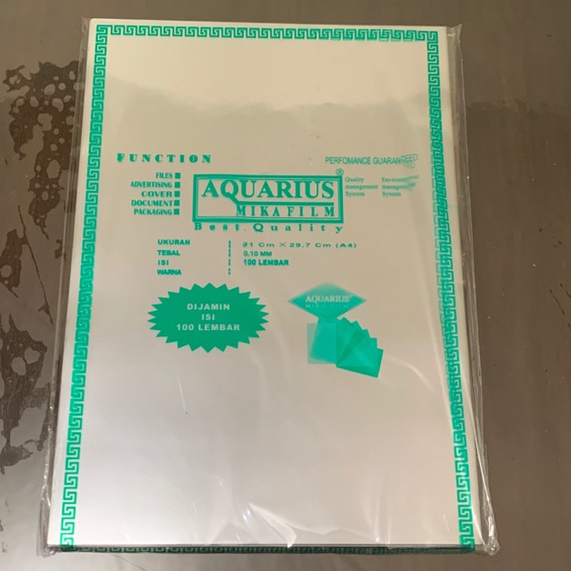 

VGMQB8257 Plastik Mika Jilid Aquarius tebal 1 mm A4