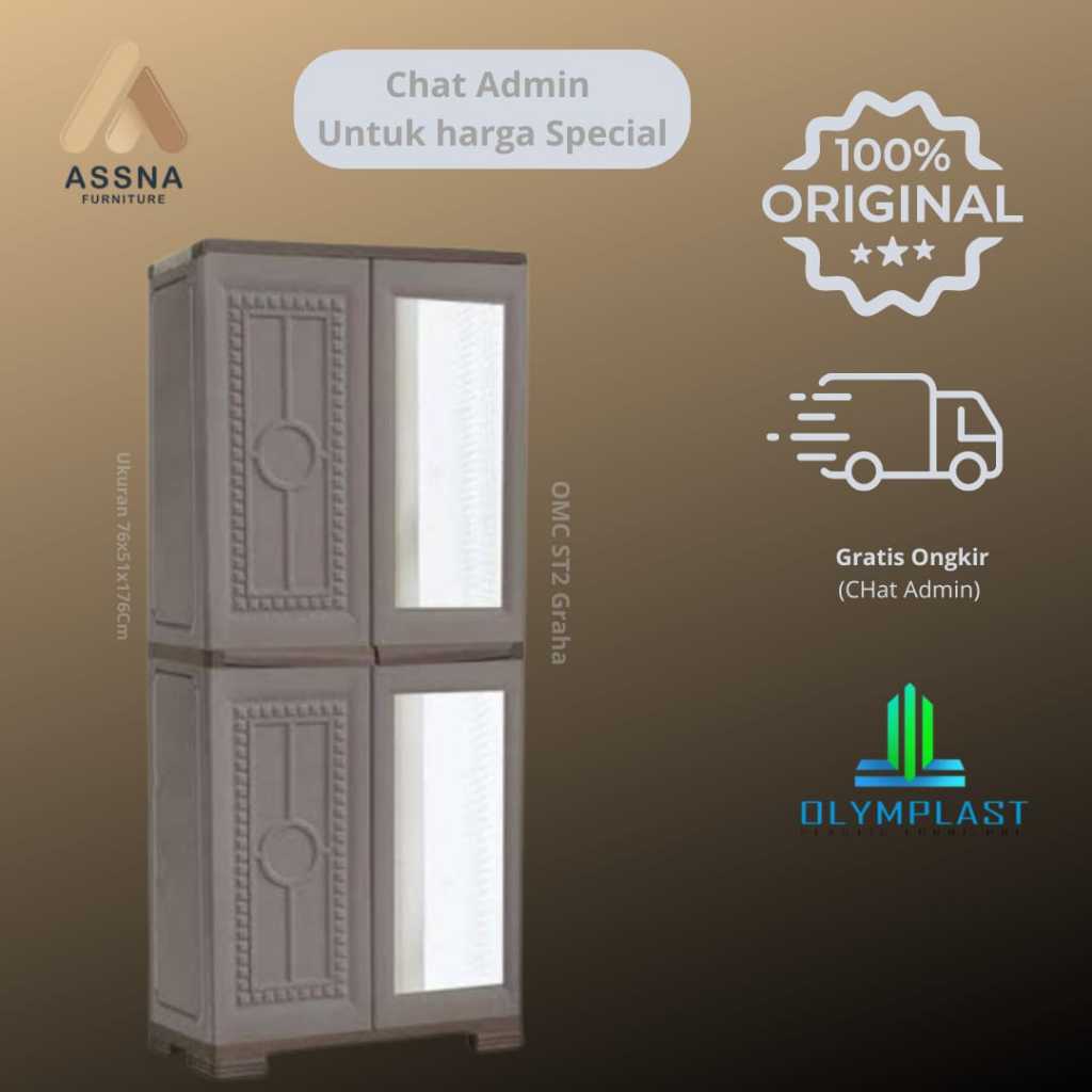Lemari Pakaian Plastik Olymplast OMC ST2 Graha Cokelat