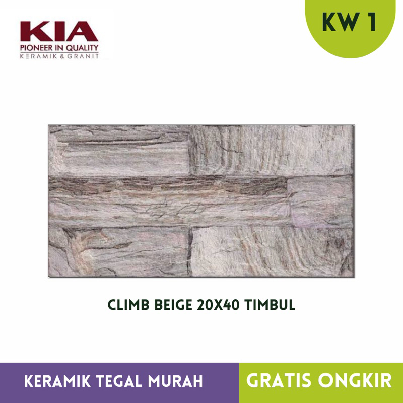 Keramik motif Batu Alam Kia 20x40 Climb Beige Timbul KW 1