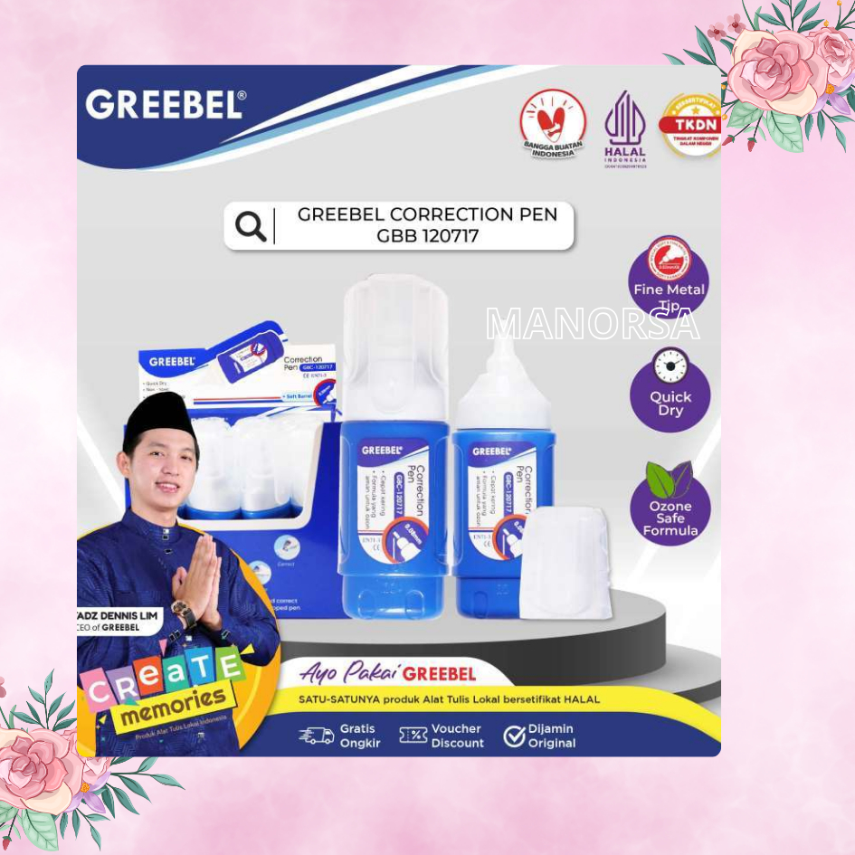 

Tipex cair botol biru ujung besi Greebel