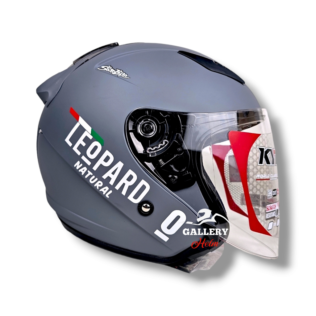 KYT GALAXY FLAT R GORILA GREY DOFF LEOPARD / HELM KYT HALF FACE