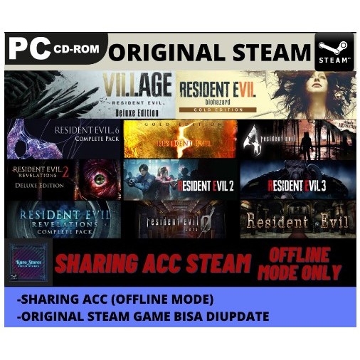 Resident Evil Complete Collection + Resident Evil Village / RE 8 Sharing Steam Original PC Game