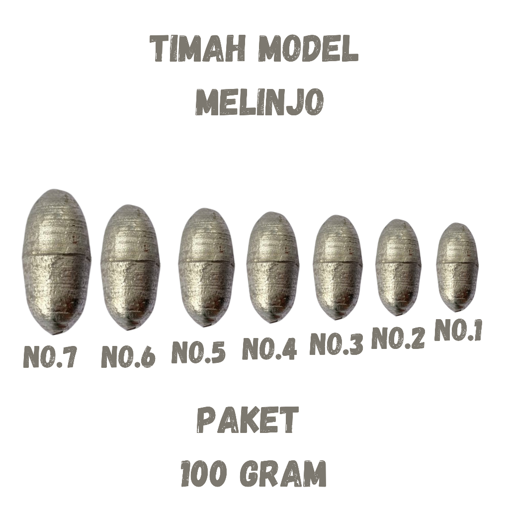 Timah Pemberat Pancing Model MELINJO | Paket 100 Gram Timah Pemberat Pancing Model Melinjo