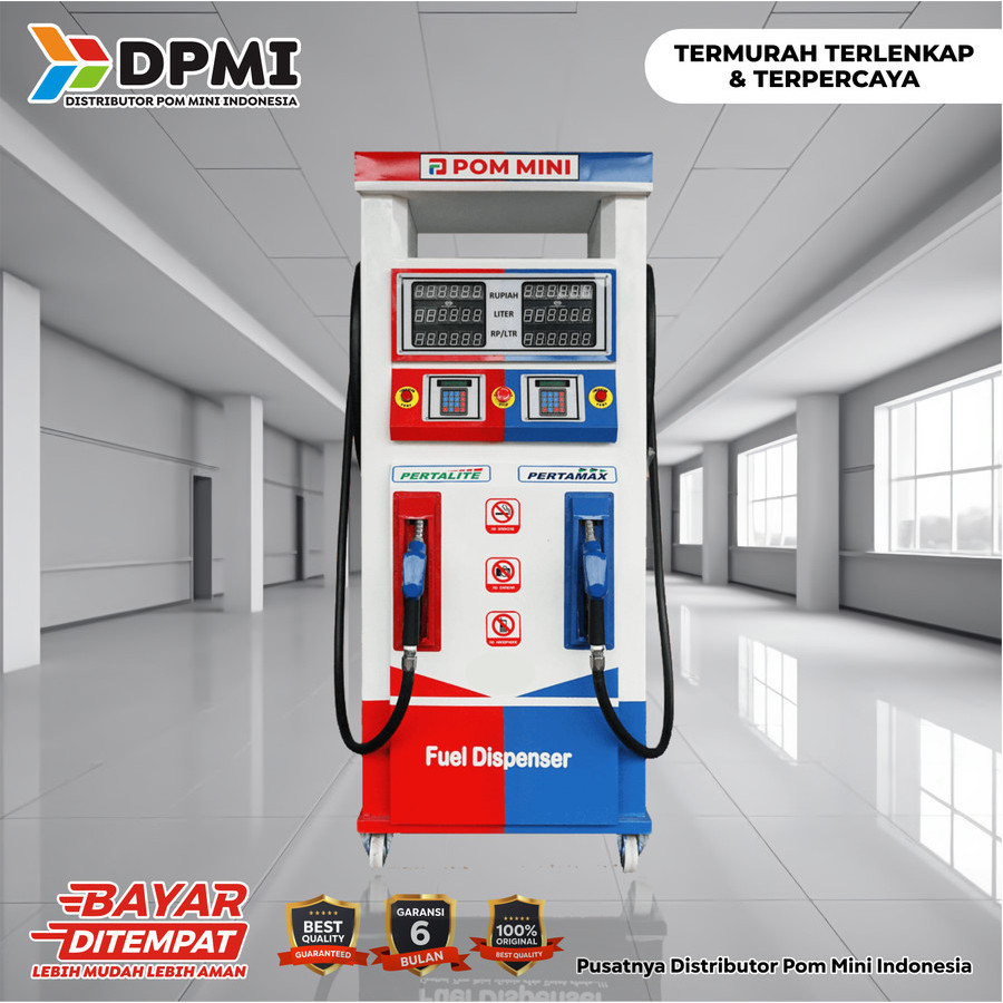 Pom Mini - Pertamini Digital 2 x 100 Liter (SLIM) merah biru