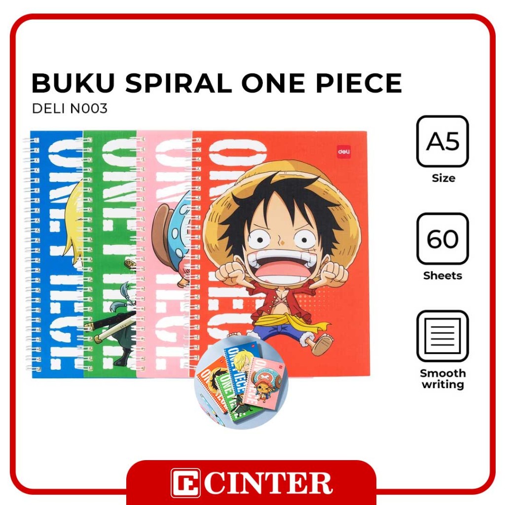 

DELI - BUKU SPIRAL / BUKU CATATAN / NOTE BOOK ONE PIECE A5 N003 60 LEMBAR