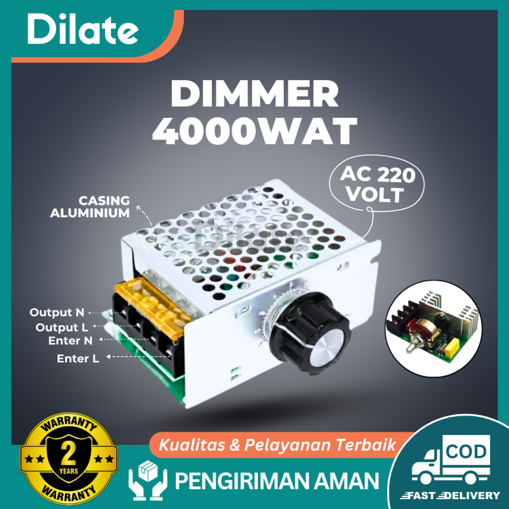 Dimmer AC 220 Volt 4000 Watt 220V 4000W Casing Aluminium Dimmer 4000 W