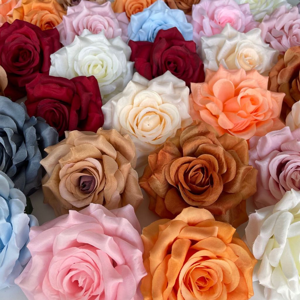 KEPALA BUNGA MAWAR ARTIFICIAL ECER SATUAN BUNGA MAWAR BUATAN BUNGA ROSE ARTIFICIAL DEKORASI BUKET