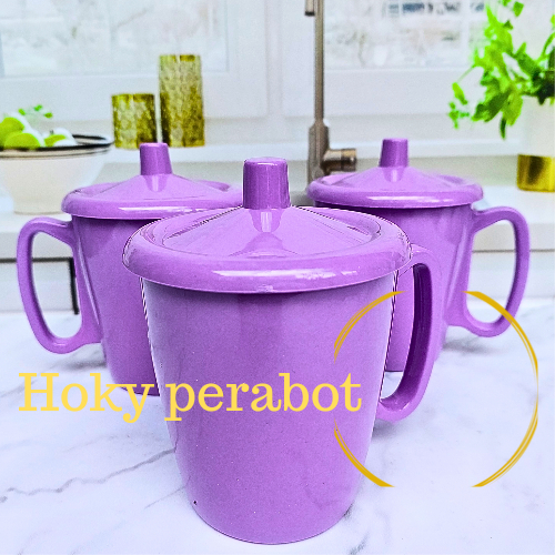 Promo 3 set Cangkir melamin bulat tutup melamin tebal tahan panas