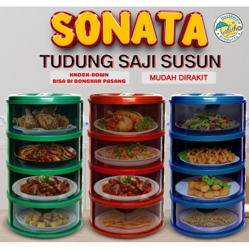 Tudung Saji 4 Susun Makanan | Rak Penyimpanan Makanan Dan Sayur