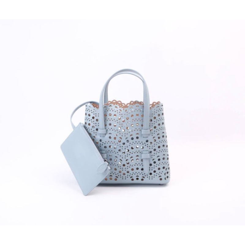 (READY STOCK) ALAIA MINA 20 VIENNE LUX WAVE TOTE BAG IN GRAY - ORIGINAL