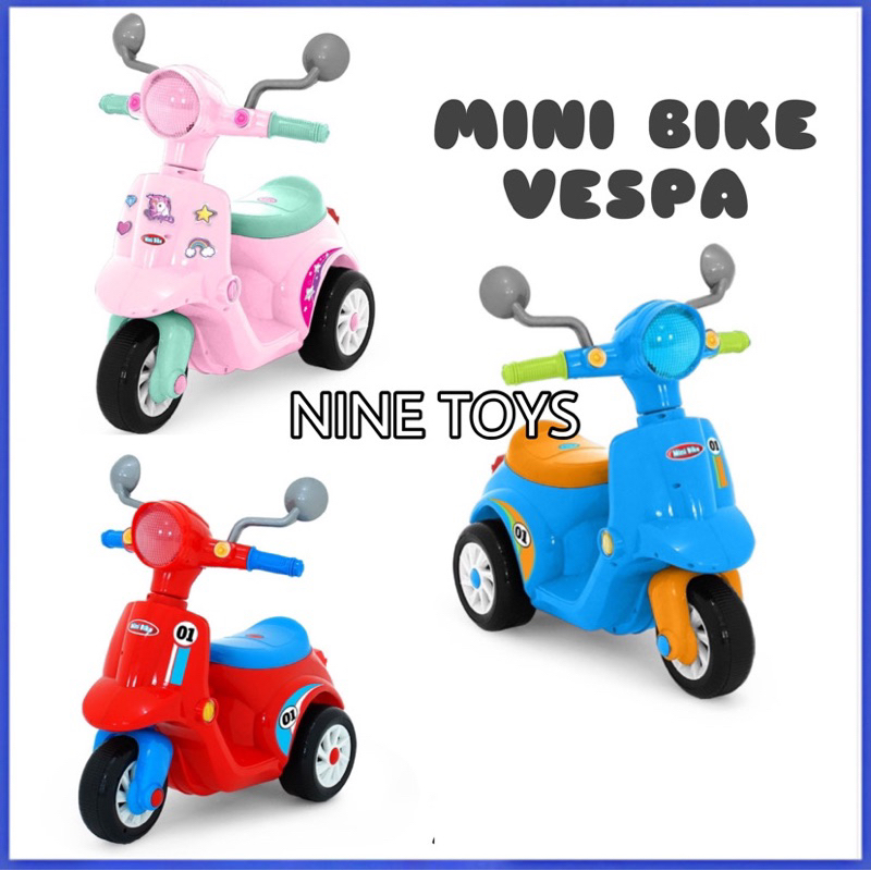 Mainan Anak Perempuan Cowo Skuter Anak Sepeda Motor Vespa Cilik Vespa Dorong Mini Roda 3 Tiga