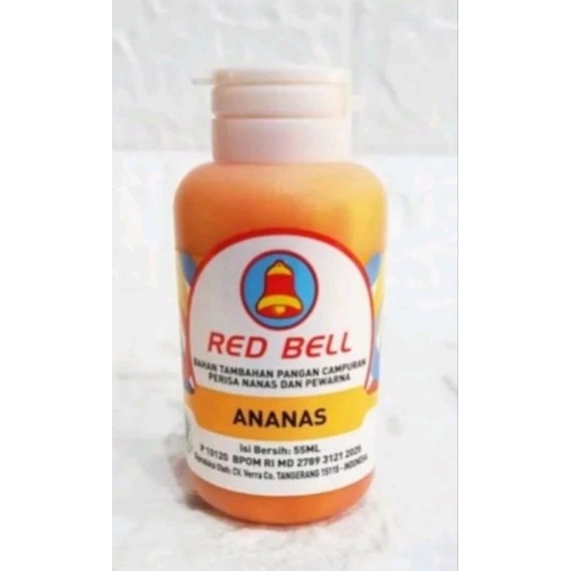 

red bell perisa ananas 55ml essence rasa nanas flavour merk redbell perasa pineapple flever flavor 55 ml redbel bel bahan tambahan pangan kue cookies kukis roti bolu minuman jus juice penguat aroma esense esens