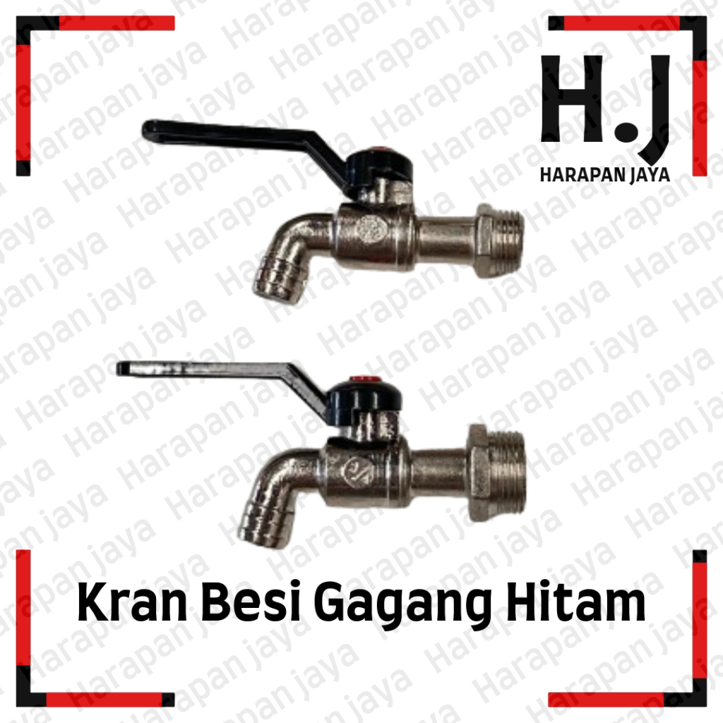 Kran Air Besi Babet Gagang Hitam 1/2" 3/4" / Kran Air Tembok