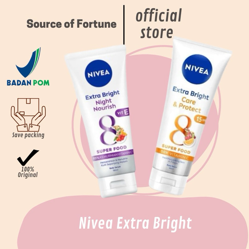 Nivea Extra White Body Serum Care & Protect | Nivea Serum Body Extra Bright Night Nourish | 70ML | 1