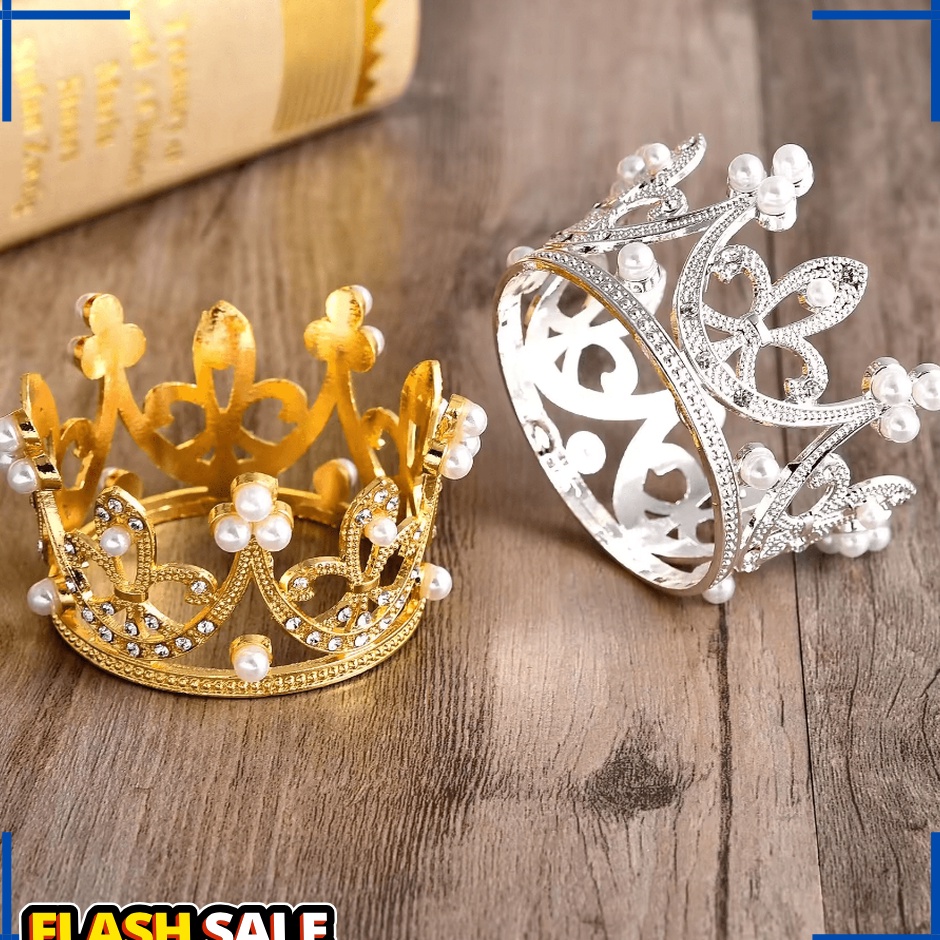 SUPER SALE Topper Kue Mahkota Mutiara Mini  Cake Topper Crown  Hiasan Kue Mahkota  Dekorasi Kue Mahk
