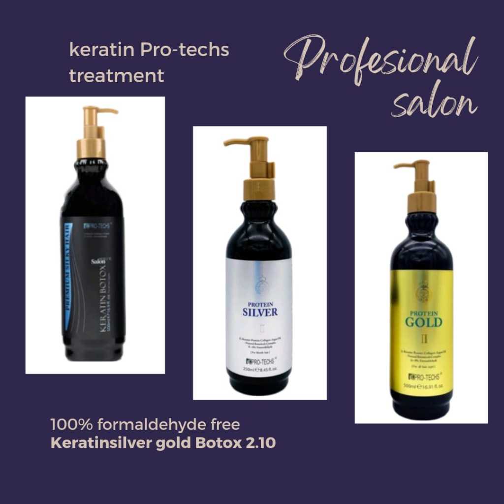 (BISA COD) Keratin Smoothing Treatment Protein PRO-TECHS Silver/Gold/Botox 2.10 kemasan 500ML