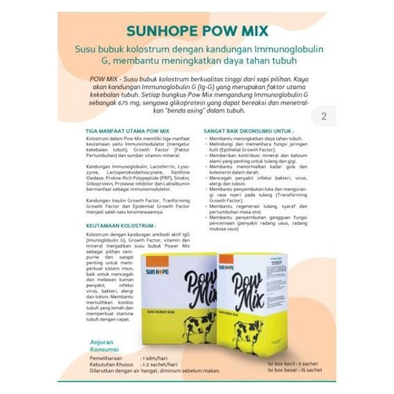 Pow mix POWMIX Sunhope susu kolostrum sun hope