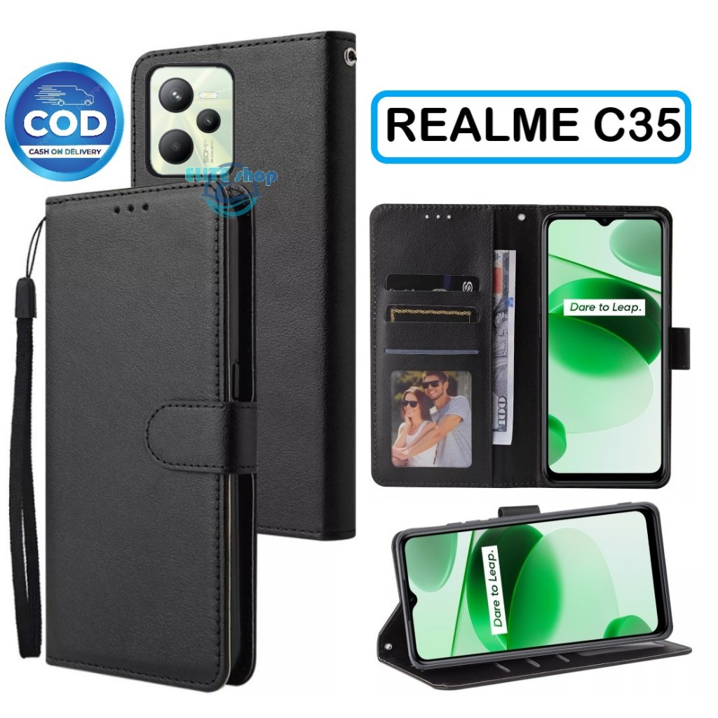 Flip Case REALME C35 Case Wallet Kulit Casing Dompet Case Wallet Leather Flip Case REALME C35 Casing