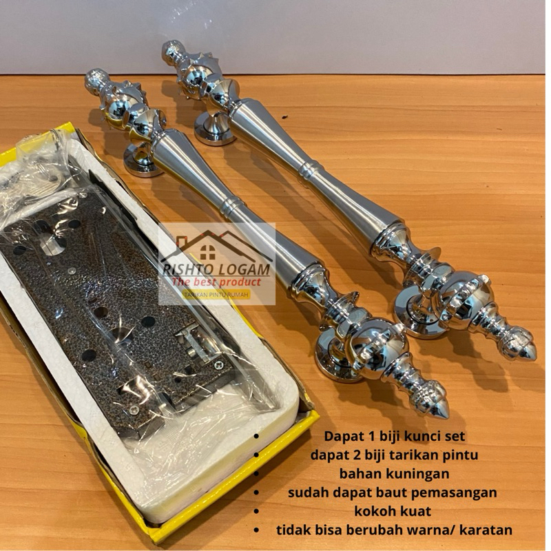 Paket Gagang pintu rumah sama kunci tarikan pintu rumah minimalis handle pintu rumah kuningan pegang