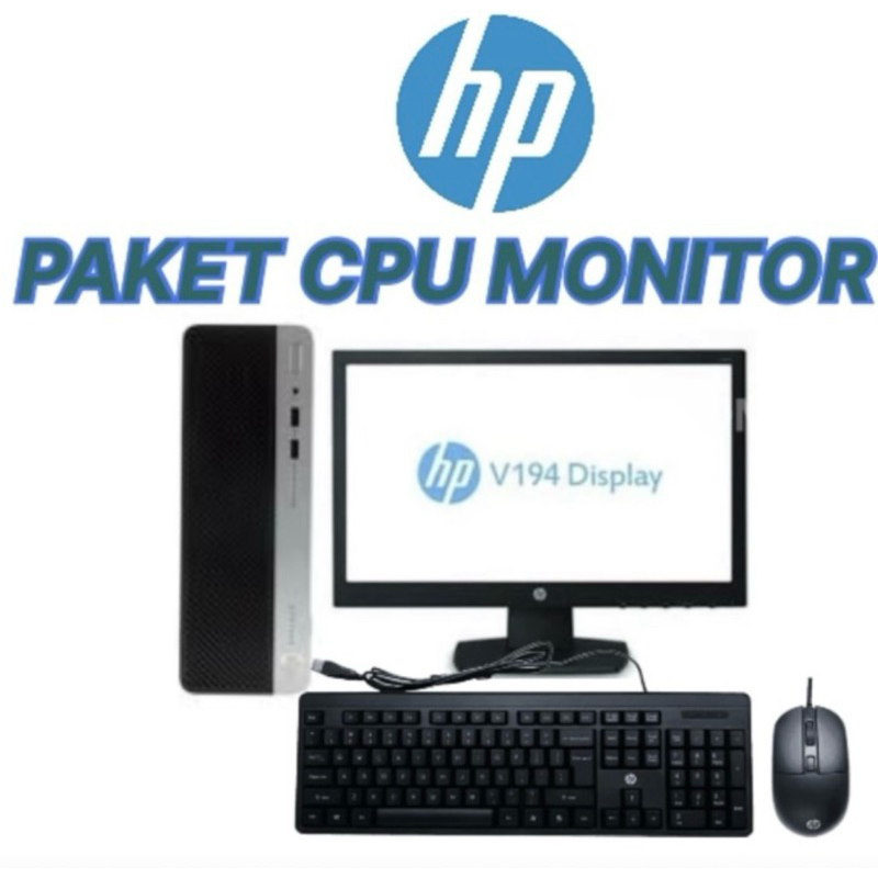 PAKET COMPUTER HP CORE I3 7100 RAM DDR4 16GB SSD 512GB MONITOR HP 19INCH LED KEYBORD MOUSE SIAP PAKA