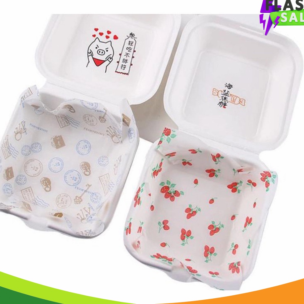 SUPER HEMAT Wax Paper Baking Paper Motif 18x18 CM Kertas Alas Cake Bento Kertas Bungkus Motif Alas K